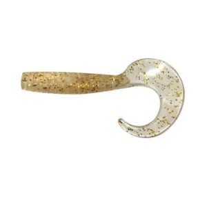 Kumijigi Curl Tail Grub 3", 5.0g, Clear Gold Glitter, tuoksustettu, 8 kpl/pakkaus